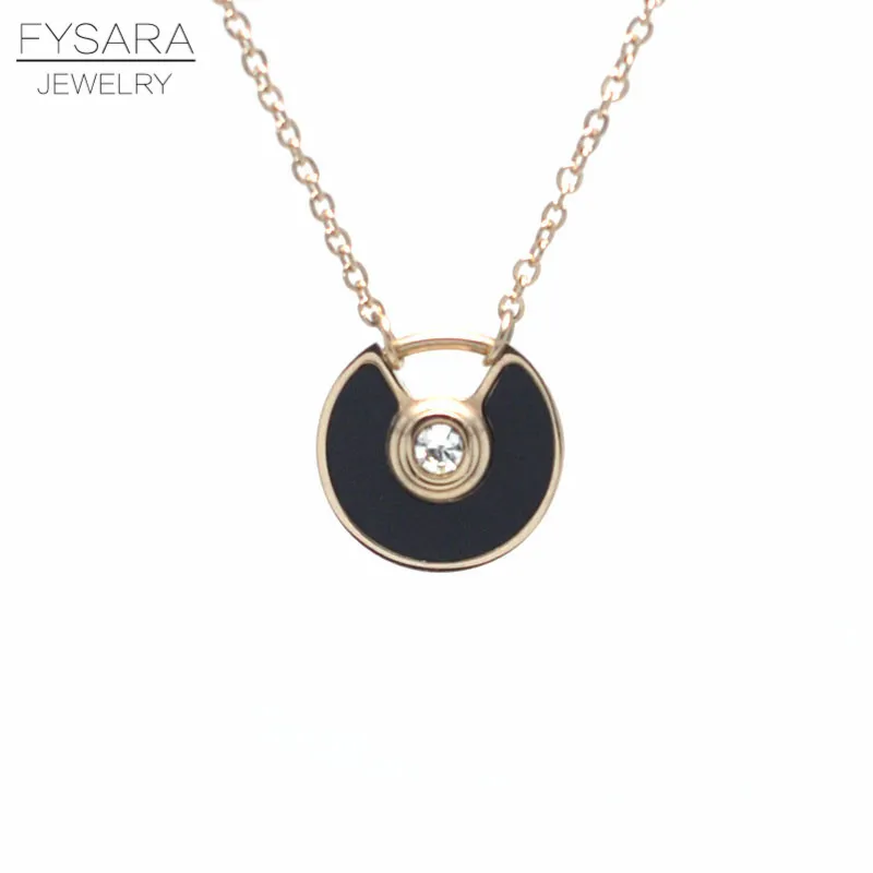 Модное ожерелье FYSARA 316L из нержавеющей стали круглая белая/черная ракушка