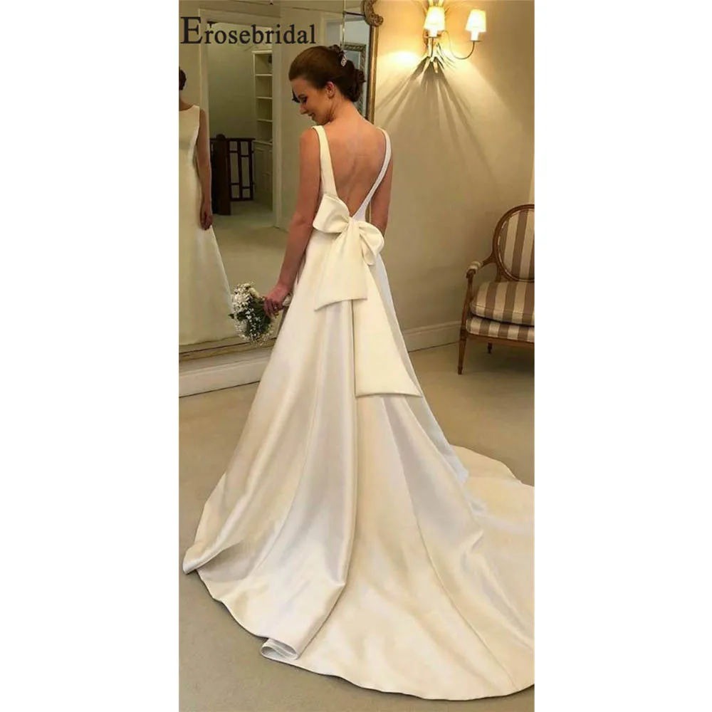 Erosebridal атласные свадебные платья 2019 Новое поступление платье с открытой спиной