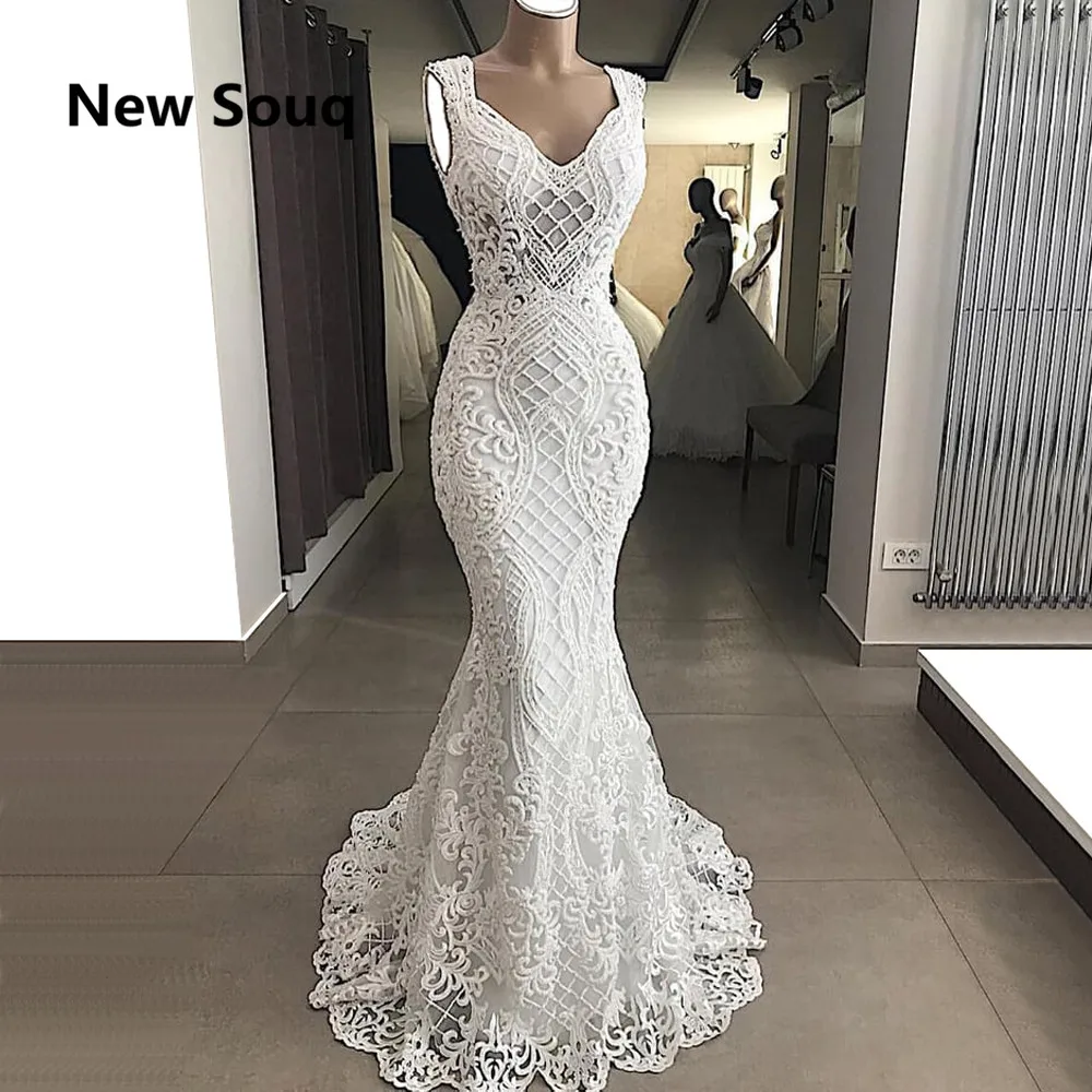 Женское свадебное платье с v образным вырезом кружевное русалка для свадьбы лето