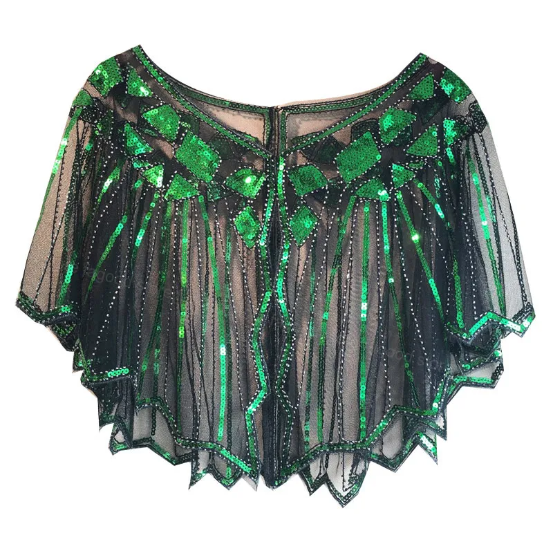 1920S женские блестящие бусины Украшенные вечерним ворсом элегантная накидка -