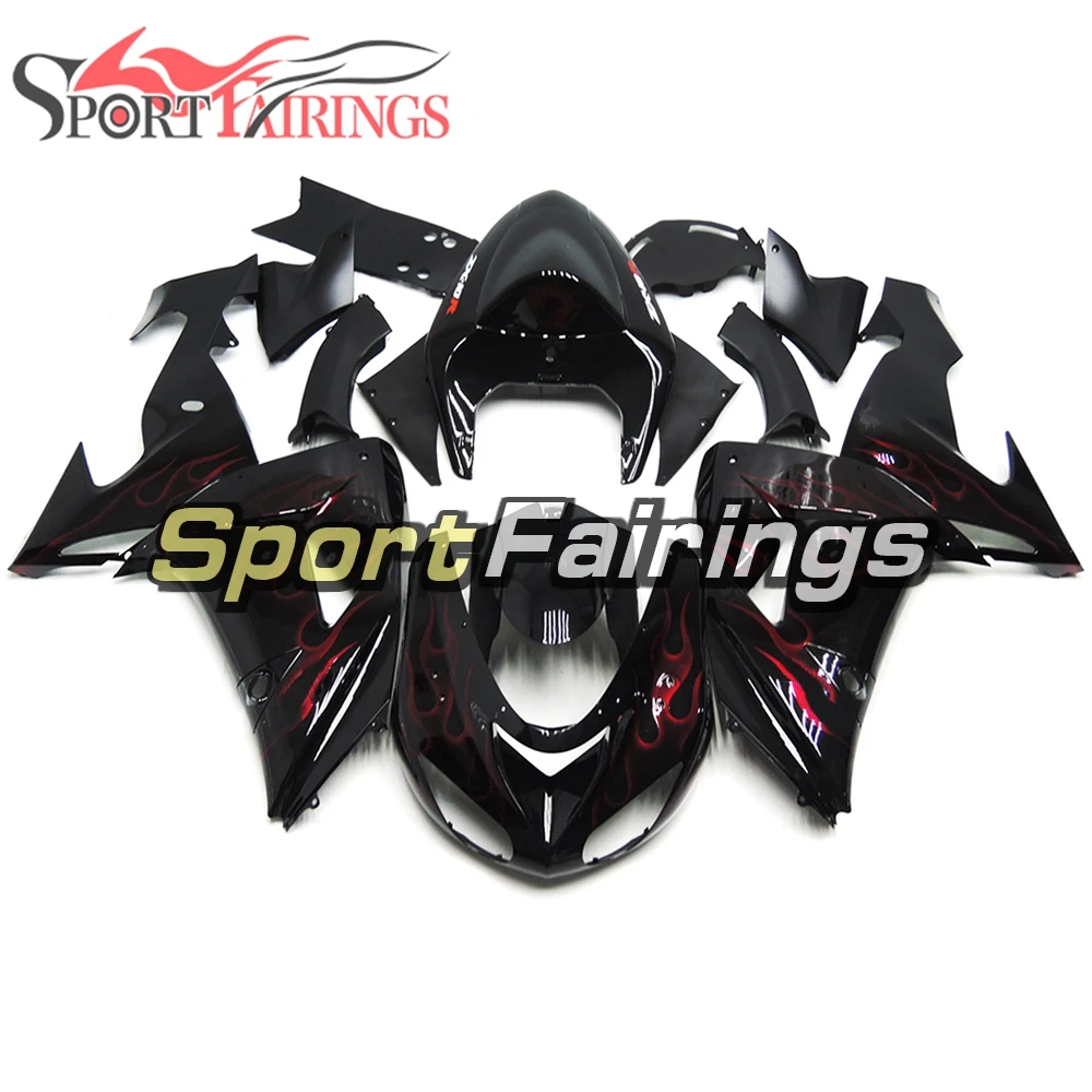 

Fairings For Kawasaki Ninja ZX-10R 06 07 ZX10R Year 2006 2007 Fairing Kit ABS Plastic Fittings Cowlings Red Black Flames Covers