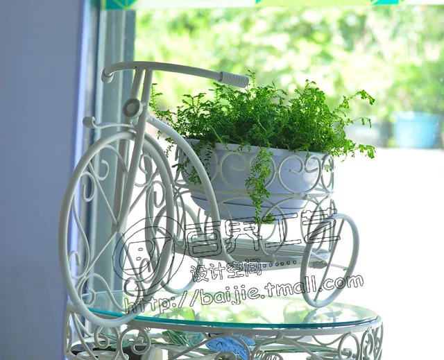 Европейский металлический сад белый Железный велосипед цветок стенд настольное