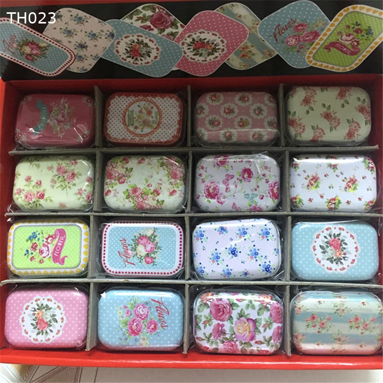 Cajas пластиковая квадратная жестяная коробка для красоты цветок макияж косметический Органайзер 12 шт./лот маленькая металлическая чайная монетная таблетка коробка подарочная коробка