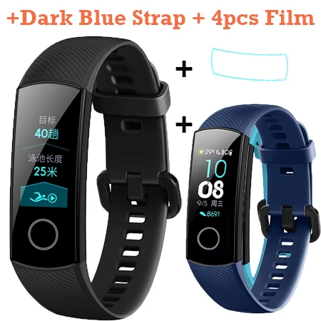 honor 4 black 3 huawei Honor Band 5 NFC умный Браслет Оксиметр крови кислород сенсорный экран для сердечного ритма обнаружения и Honor 4 умные часы - Цвет: honor 4 black 3