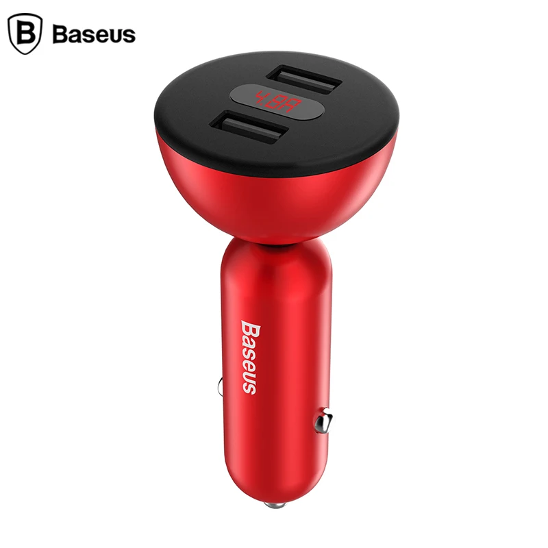 Автомобильное зарядное устройство Baseus USB быстрая зарядка 4.8A 360 вращение дисплей