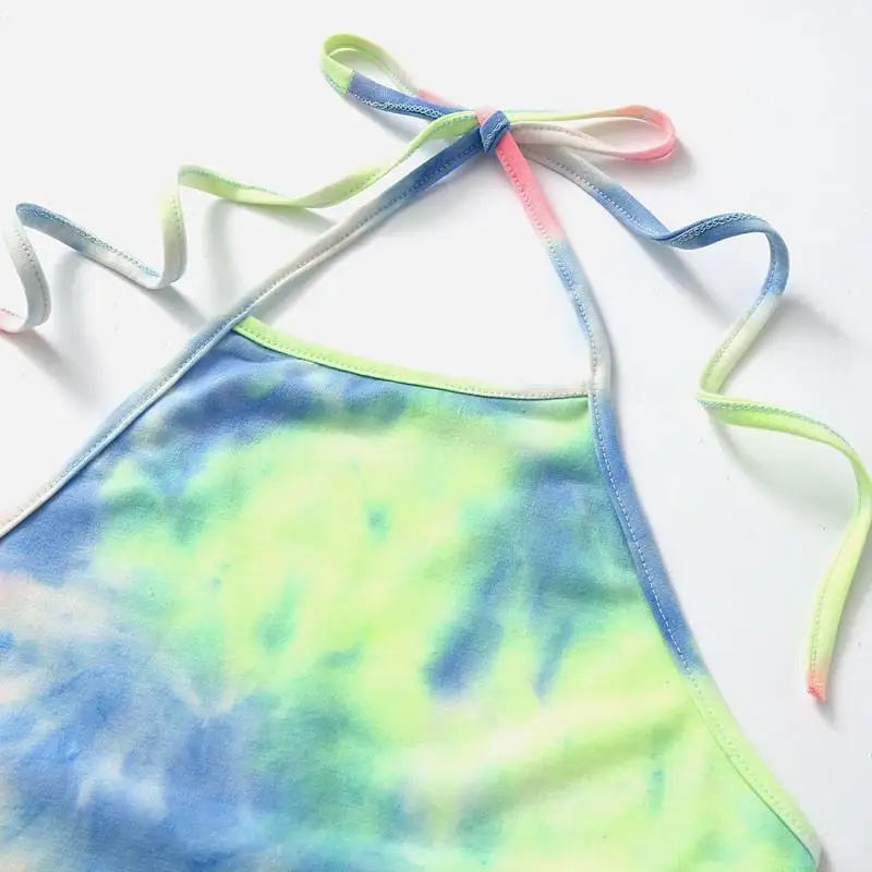 Новинка летний женский бикини комплект из 2 предметов топ с лямкой на шее