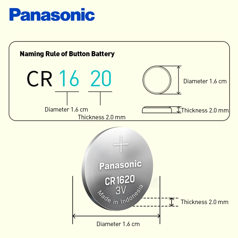 Original Panasonic Button Battery 20PCS / LOT cr1620 Cell Batteries Watch Calculator Computer CR 1620 3V Lithium | Электроника