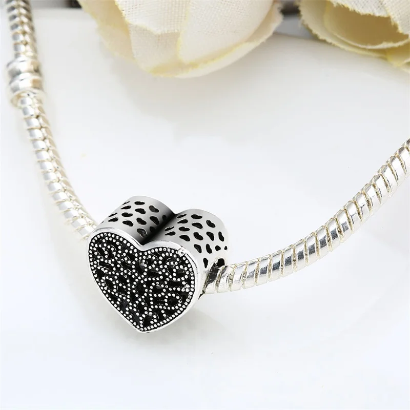 Black Heart Shape Beads fit DIY Original Bracelet Big Hole Vintage Charms European for Jewelry Making | Украшения и аксессуары
