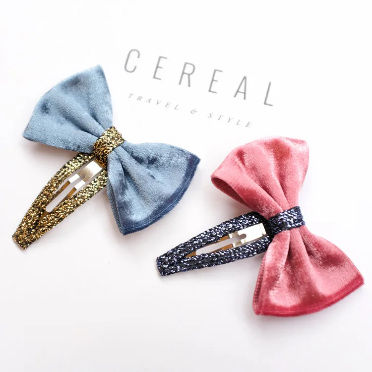 10 пар/лот ручной работы бархат лук защелкивающиеся зажимы Детские аксессуары для