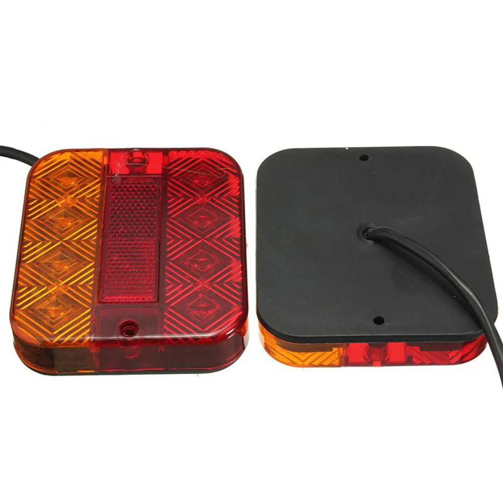 

2 Pcs Universal Car LED Side Lights 8 LEDs Tail Lights Stop Brake Taillight for Automobiles Caravan 12V Red Yellow