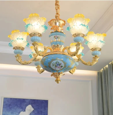 6 arms chandelier Французская роскошная хрустальная люстра гостиная кристалл освещение спальня Европейский стиль ручная роспись цинковый сплав люстра лампа потолочная люстра хрустальная люстры потолочные для гостинной люстра на кухню - Lampshade Color: 6 arms chandelier