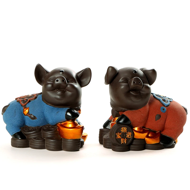 Cute Changeable Pig Boutique Lucky Fortune Tea Pet Tabletop TV Cabinet Yixing Purple Clay Feng Shui Ceramic Car Home Decor | Дом и сад