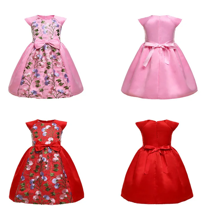 AiLe Rabbit Kids Dresses For Girls Frocks Wedding Party Floral Evening Dress 2 Color Baby Girl Princess Ins Vestido Ball Gown | Детская