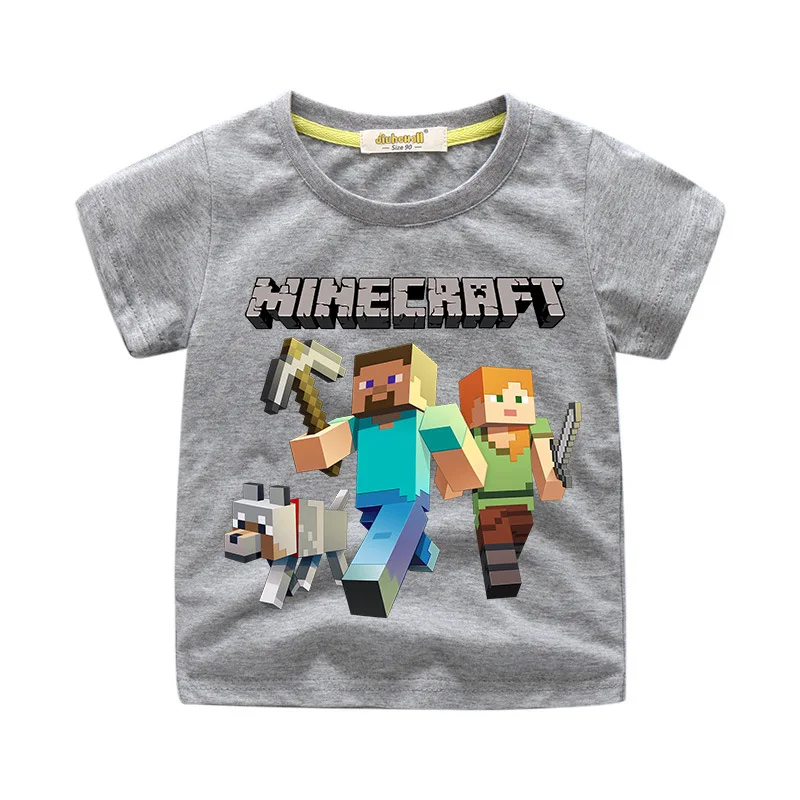 3D print Minecraft T-shirts for BABY Boys Girls Kids tops cotton t-shirt cartoon clothing Short Sleeve Children 2019 Summer Tees | Мать и