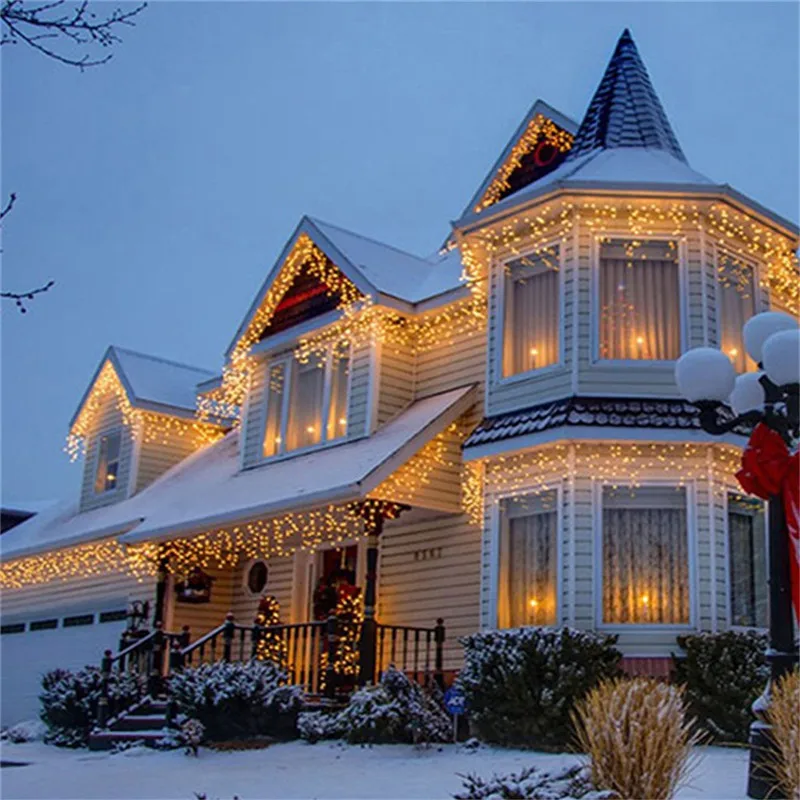 

Christmas Lights Outdoor Decoration 5m Droop 0.4-0.6m Led Curtain Icicle String Lights Garden Xmas Balcony Decorative Lights