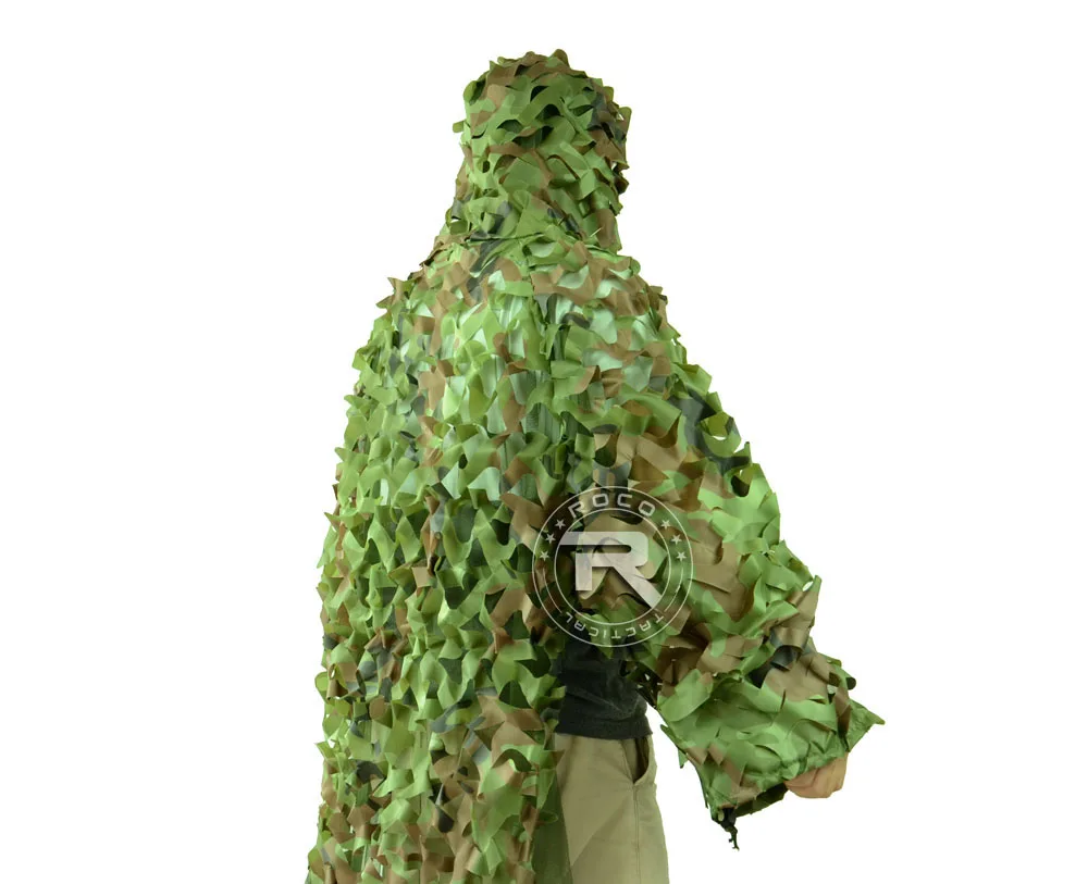 ROCOTACTICAL Тактический снайперский Ghillie костюм камуфляж охота 3D Армии США рейнджер Ghillie пончо для страйкбола Пейнтбол Лесной