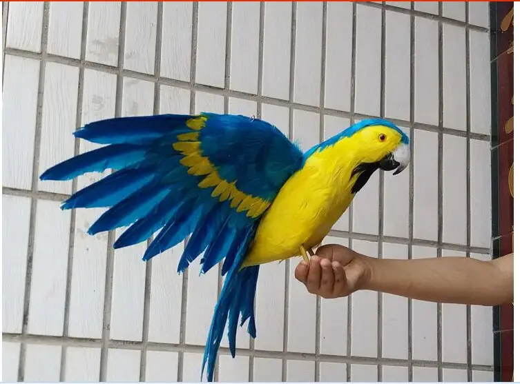 

big simulation blue&yellow parrot model polyethylene & furs wings parrot doll gift about 60x40cm