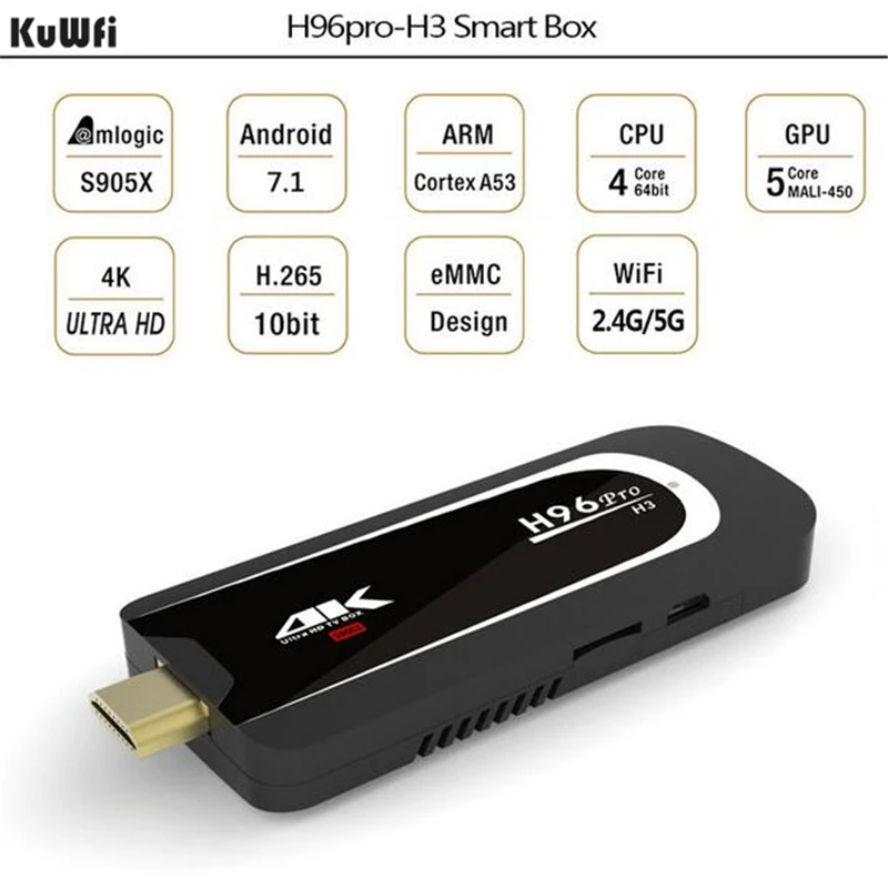 KuWFi Android TV Box 2G/16G 7 1 ТВ коробка донгл Amlogic S905X 4 ядра 2 г 5G Wi Fi мини ПК BT 0 4K HD Смарт