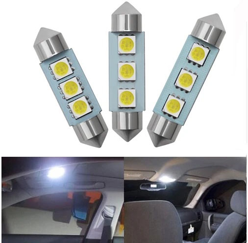 2 шт./лот 31 мм 36 39 41 3 SMD 5050 Светодиодная чисто белая Автомобильная гирлянда для