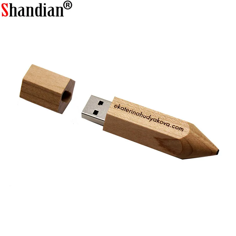 SHANDIAN креативный подарок USB 2,0 изготовленный на заказ логотип деревянный карандаш USB флеш-накопитель 4 ГБ 8 ГБ 16 ГБ 32 ГБ 64 Гб карта памяти usb