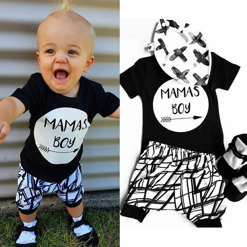 PUDCOCO Fashion Newborn Infant Baby MAMAS Boy Toddler Cotton T-shirt Tops+Pants Outfit Clothes 0-24M |