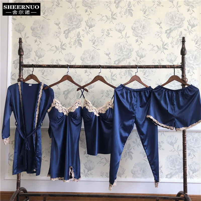 Летняя и осенняя женская пижама с принтом лед 5 шт. на груди подвешивающая юбка