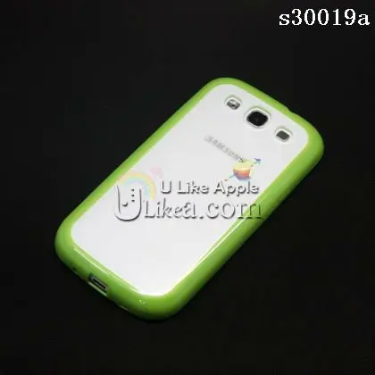 2012 Dual Color Crystal Case for Galaxy S3 i9300 with TPU Green Bumper+ PC White Cover Free Shipping 10pcs/lot |