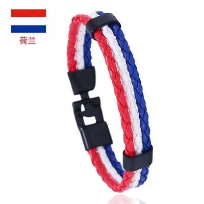 DK1554 National Flag Color ES Spain Multi Layer Leather Bracelet For Men Bangle Fashion Black Handemade Male Jewelry Pulseira Masculina - Окраска металла: DK1554