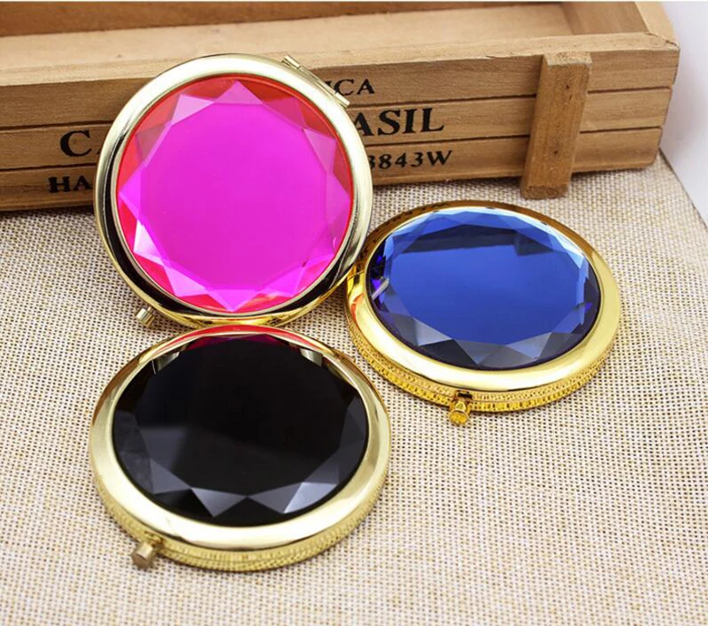 VANTAS золото карманное зеркало косметическое кристалл для макияжа маленькое