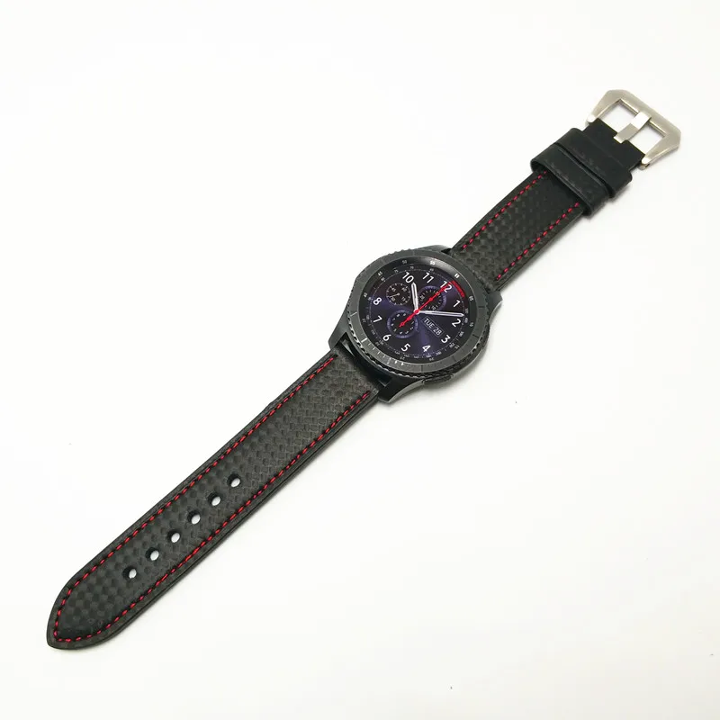 Для samsung Galaxy Watch 42/46 мм кожаный ремешок из углеродного волокна для часов gear S3 S2 браслет на запястье для huawei Watch 2 Pro полосы
