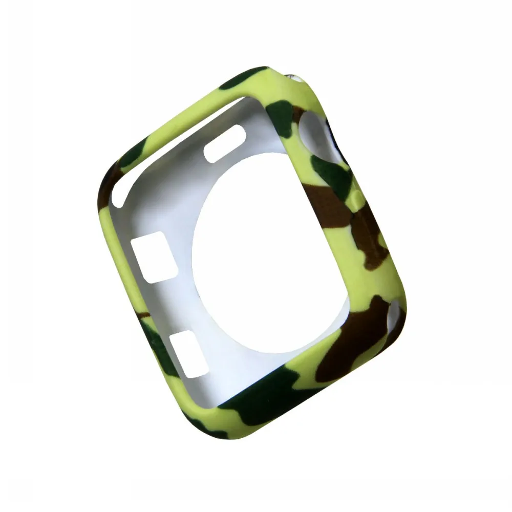 Camouflage Green Камуфляж мягкий силиконовый чехол для Apple Watch 42 мм, 38 мм, версия Чехол для полной защиты чехол для наручных часов iWatch серии 1/2/3 часы в виде ракушки - Цвет: Camouflage Green