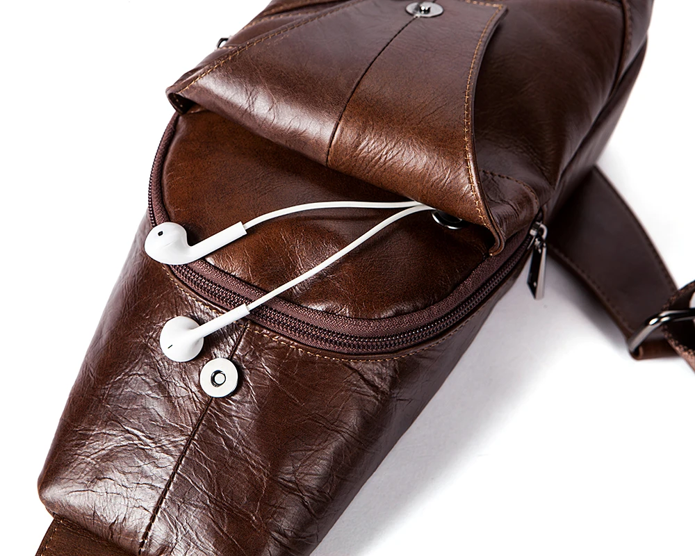 

WESTAL genuine leather men's chest bag fashion desinger luxury brand chest pack slim belt functional chest crossbody bags 1216
