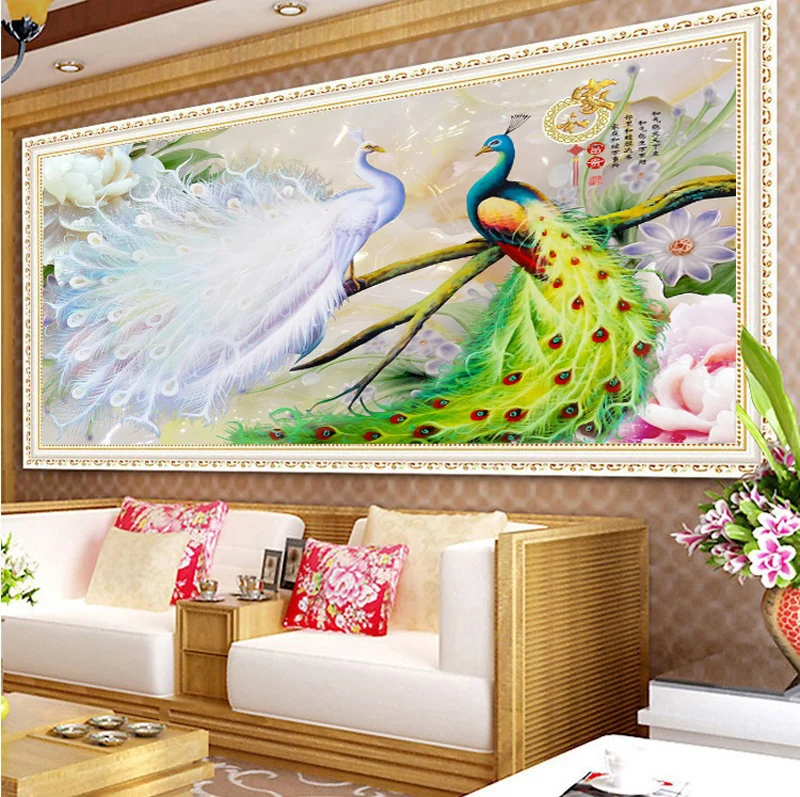 DIY Diamond Embroidery Round Flowers rich peony peacock Full rhinestone 5D painting cross stitch needlework | Дом и сад