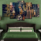 Плакат на холсте с HD-печатью, домашний декор, 5 шт., картина с музыкальными инструментами на гитаре, Модульная картина для гостиной, Настенная картина, рамка