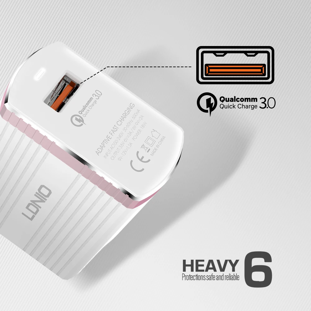 LDNIO 3A выход 1 QC3.0 usb порты США домашнее зарядное устройство с вилкой продается