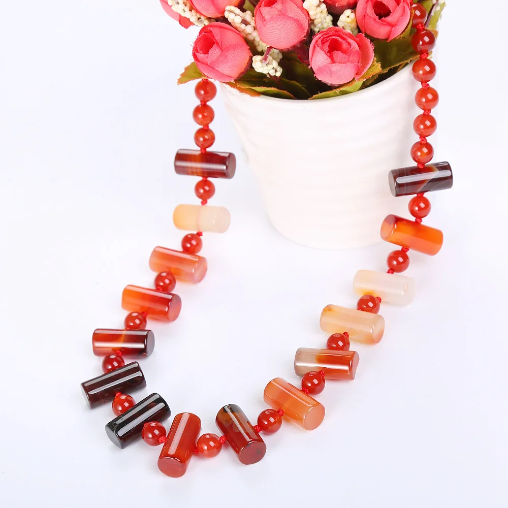 AAA RED Achat Halskette Frauen Schmuck винтажный мощный Naturstein Edelstein Weibliche Reiki Colar Feminino rosenкварz цепь с