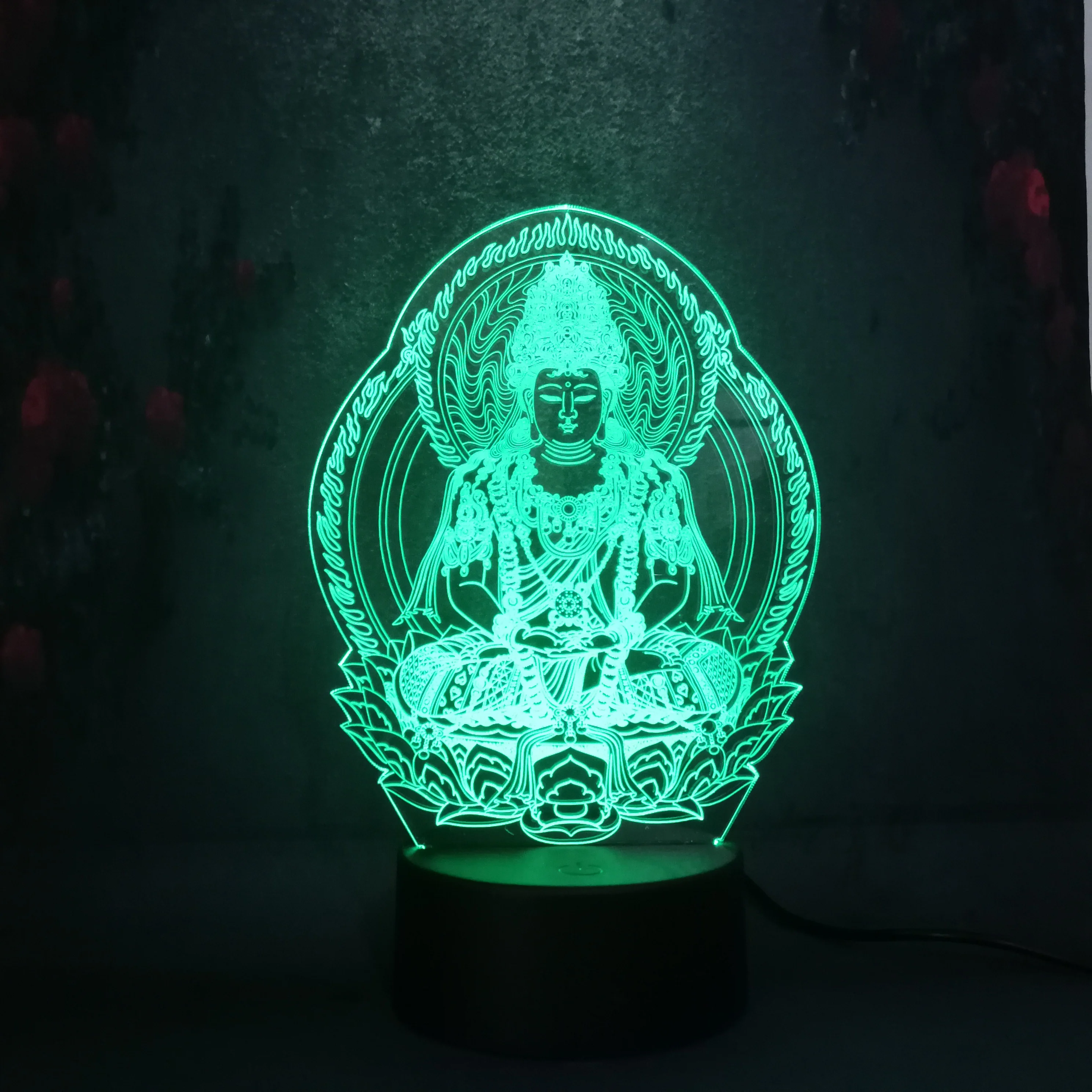 3D Будда Lampara LED Декор Ретро винтажная Атмосфера RGB лампа Освещение для дома