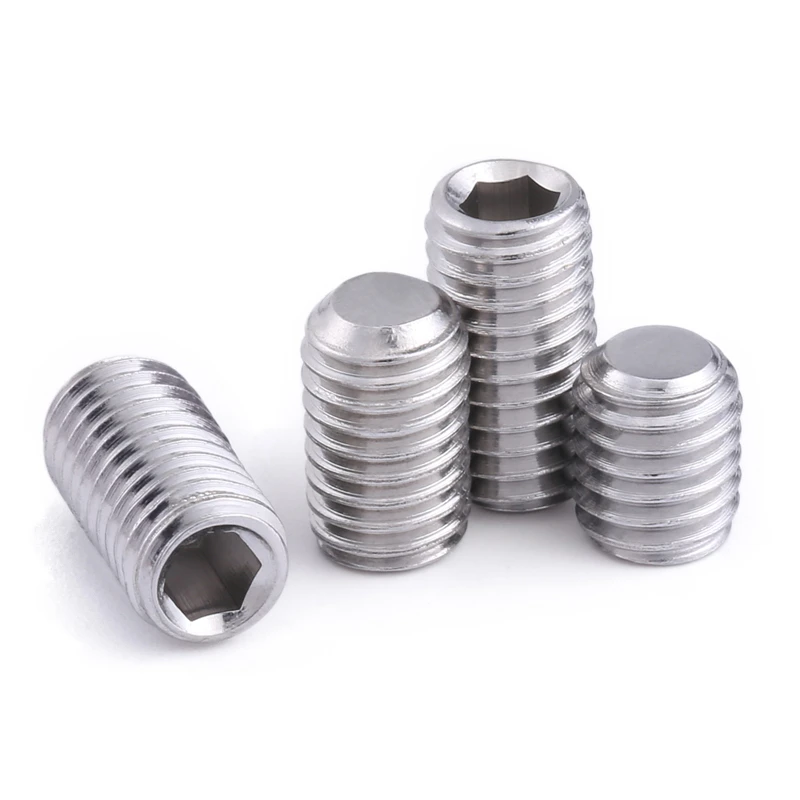 

50Pcs DIN913 M2 M2.5 M3 M4 M5 304 Stainless Steel Metric Thread Grub Screws Flat Point Hexagon Socket Set Screws Headless