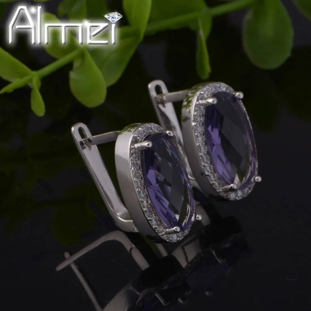Almei серьги для женщин фиолетовые Серьги кубические ювелирные изделия
