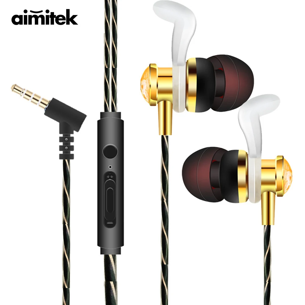 Aimitek вкладыши спортивные наушники Bass Музыка стерео гарнитура в линии микрофон