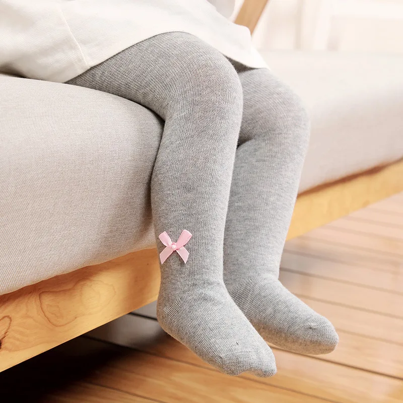 Детские колготки для весны и осени бант узел орнамент мягкий чесаный хлопок
