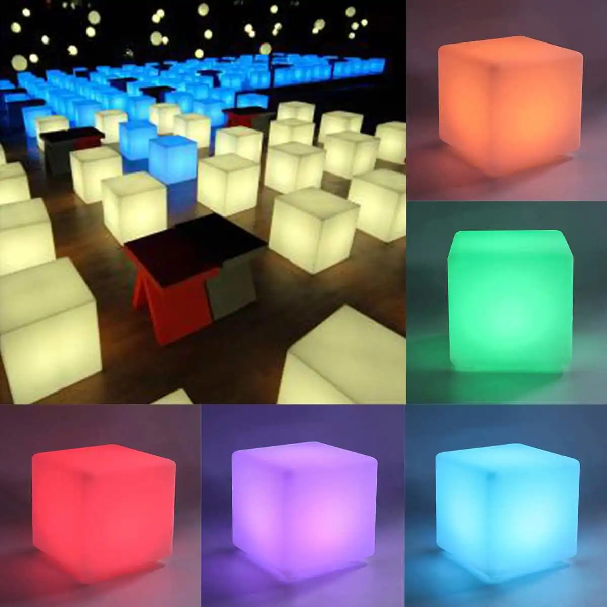 Новейший 20 см RGB светодиодный светильник куб сиденье стул водонепроницаемый
