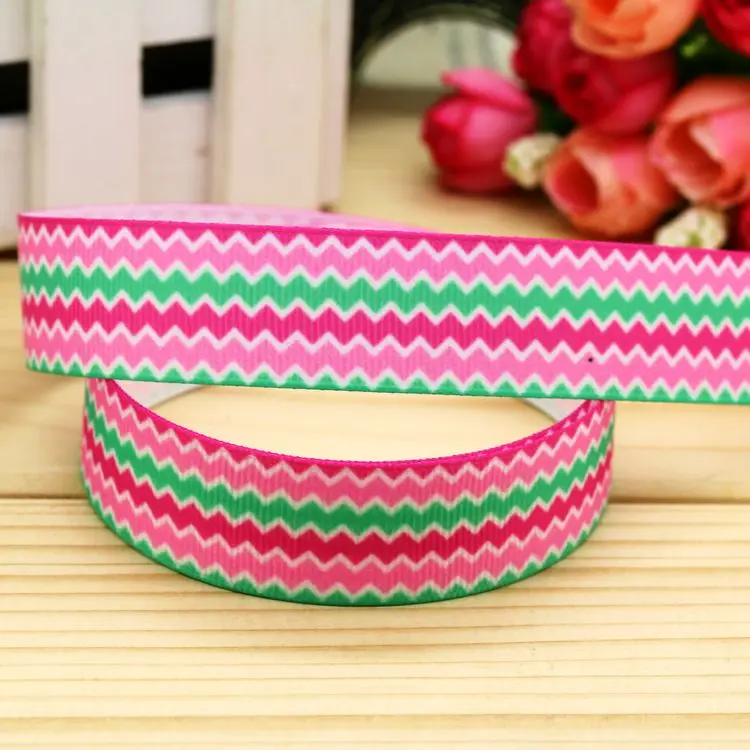 

DUWES 7/8'' Free shipping chevron printed grosgrain ribbon hair bow headwear party decoration wholesale OEM 22mm H5341