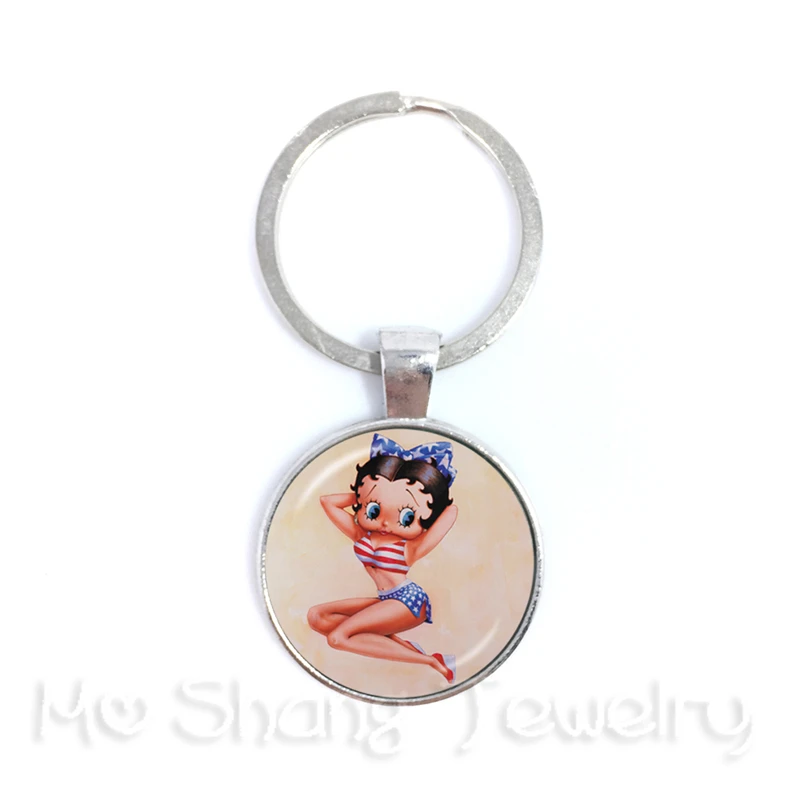 Классическая мода Betty Boop шаблон брелок Шарм стеклянный купол ручной работы ювелирные изделия лучший подарок для друзей