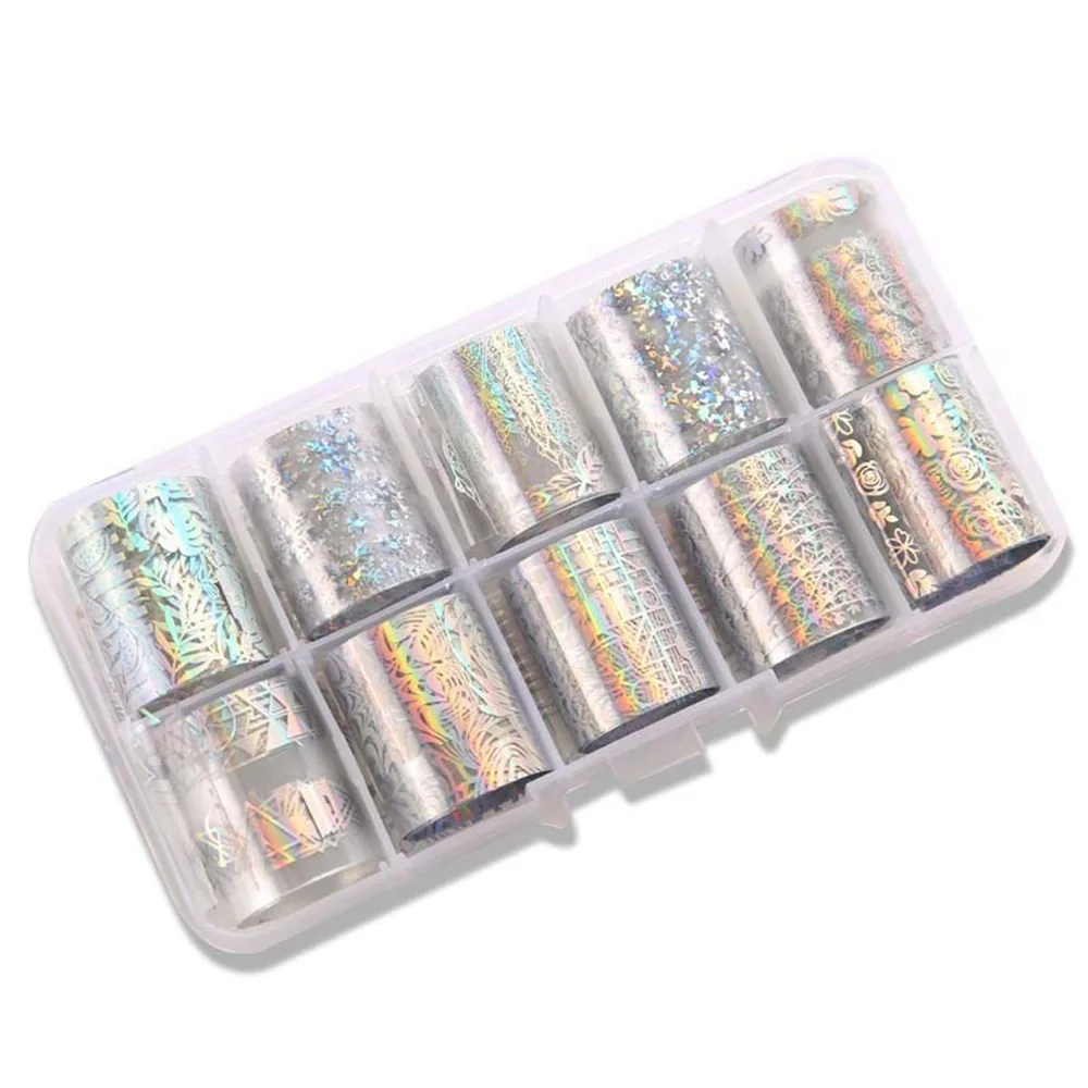 10 рулонов Небо звездное лазерные гвозди прозрачный синий мрамор голографическое