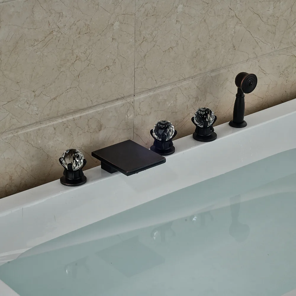 Традиционный латунный бронзовый кран для ванны с тремя кристальными ручками