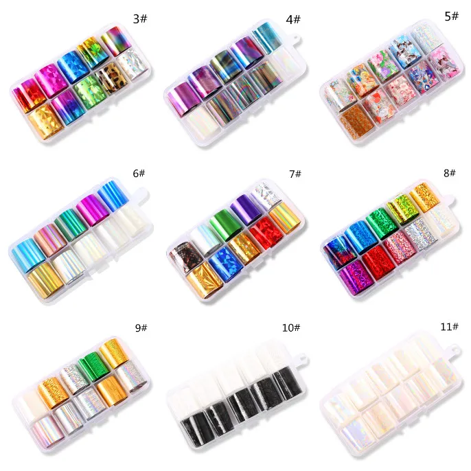 

High Quality 1 Box Starry Sky Nails Foil Set Holographic Nail Art Transfer Sticker DIY Decor