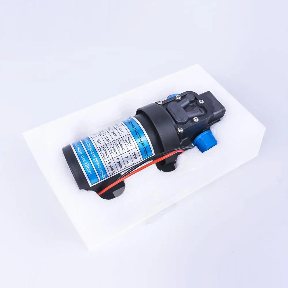 DC 24V 80W 130PSI 5.5L/мин Электрический мембранный насос Самовсасывающий бустер домашний