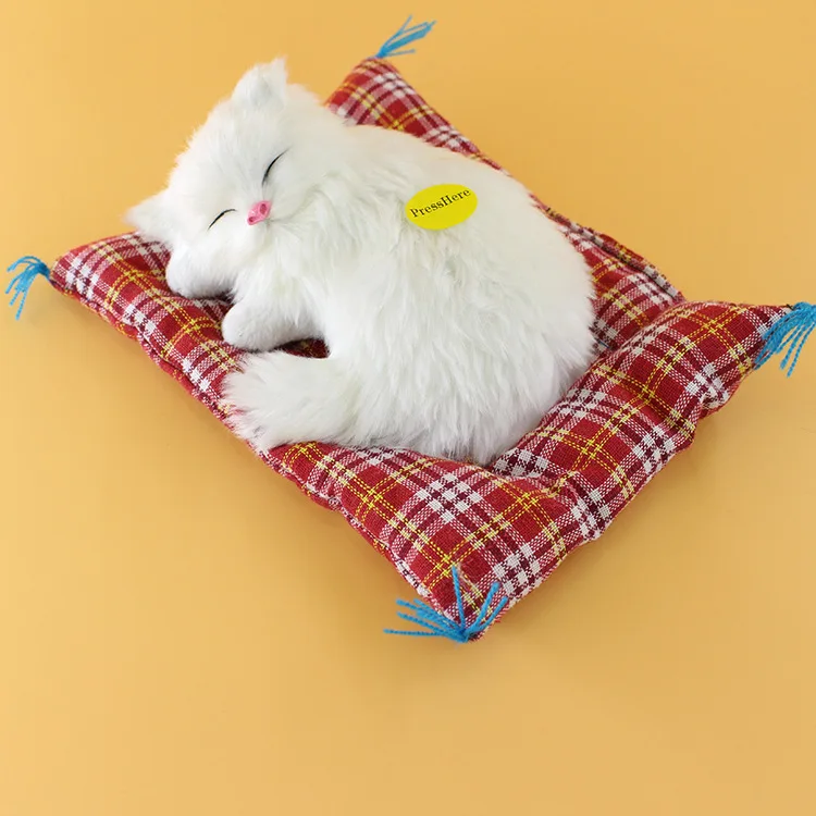 Модель искусственной кошки с ковриком полиэтилен и мех белая кошка miaow около 12x9