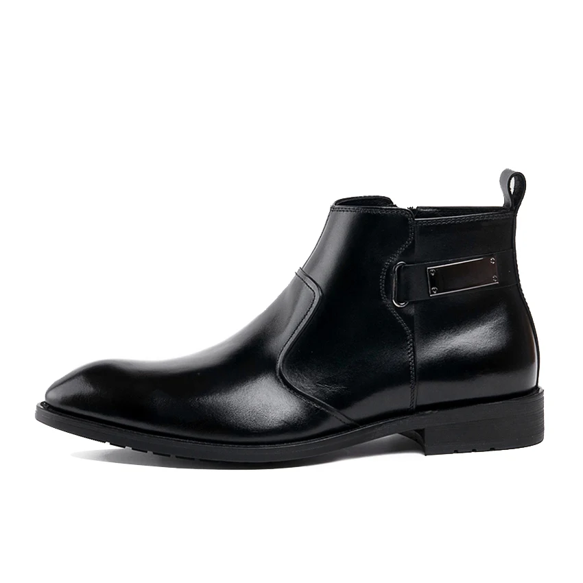 Новое поступление мужские Ботильоны из натуральной кожи с круглым носком на